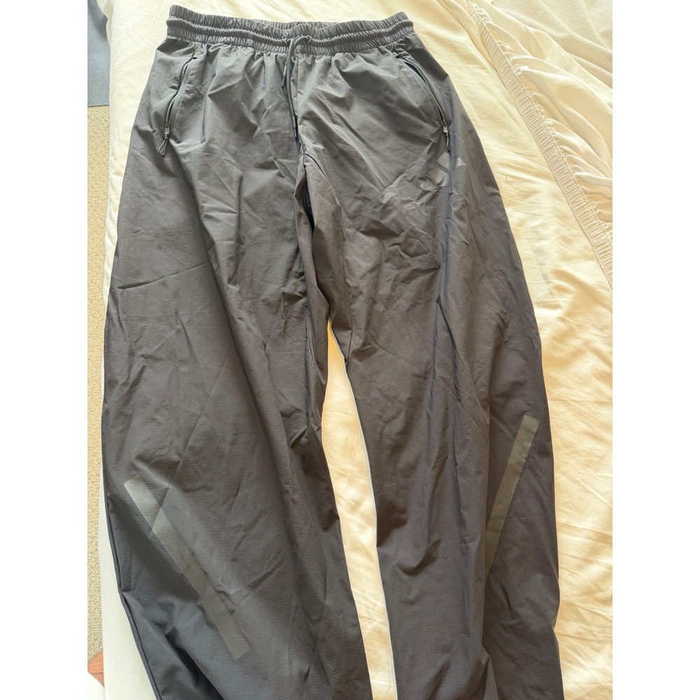 Adidas Mens Gray Track Pants Joggers Elastic Waist Zip Pockets Size Medium